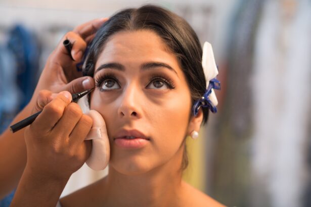 Applying eyeliner