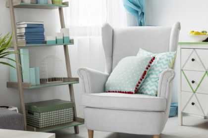 Cosy reading corner in light living room