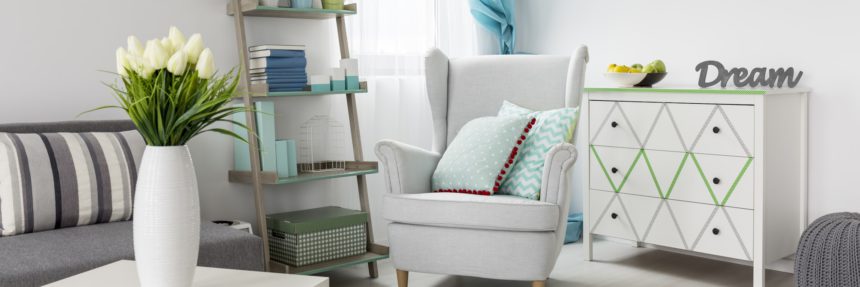 Cosy reading corner in light living room